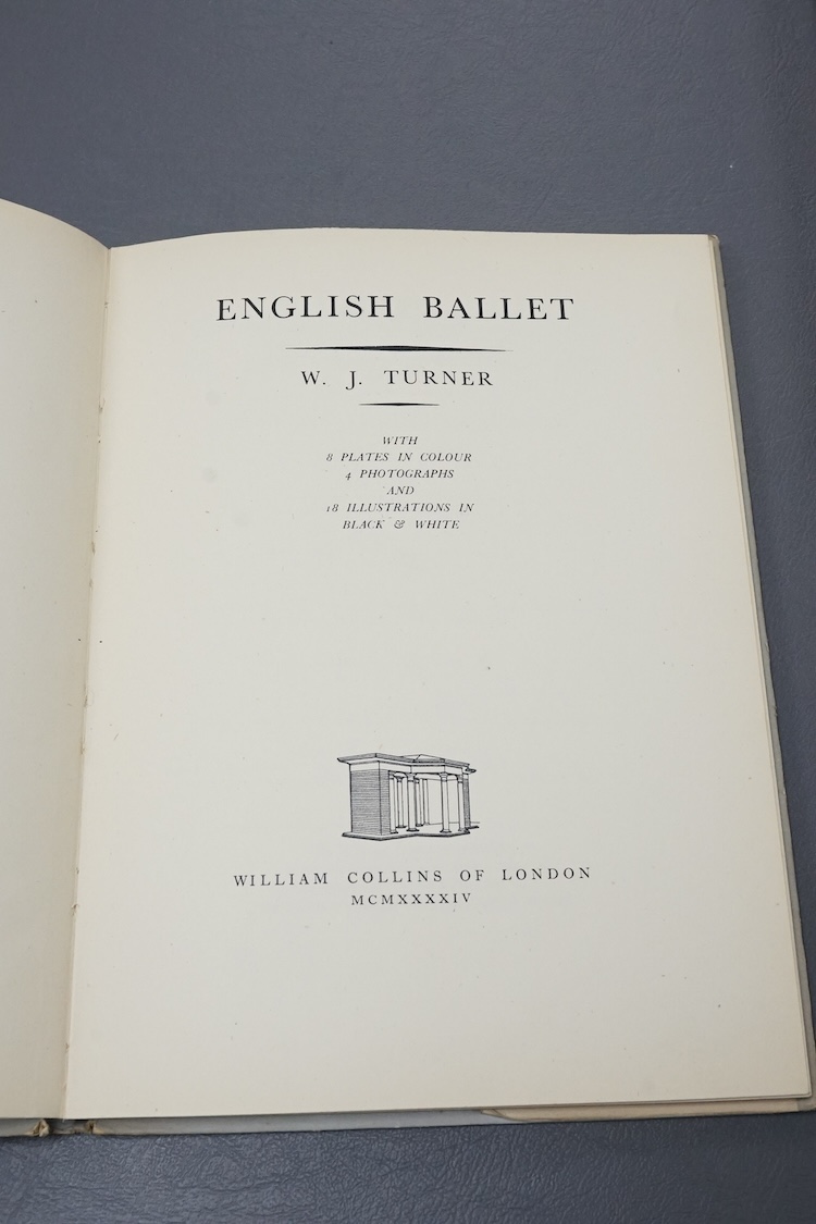 Two heavily autographed theatrical books; The English Ballet by W.J. Turner and A Theatre For Everybody by E.J. Dent, both extensively filled with autographs including; Alec Guiness, Margot Fonteyn, Pamela May, Robert He